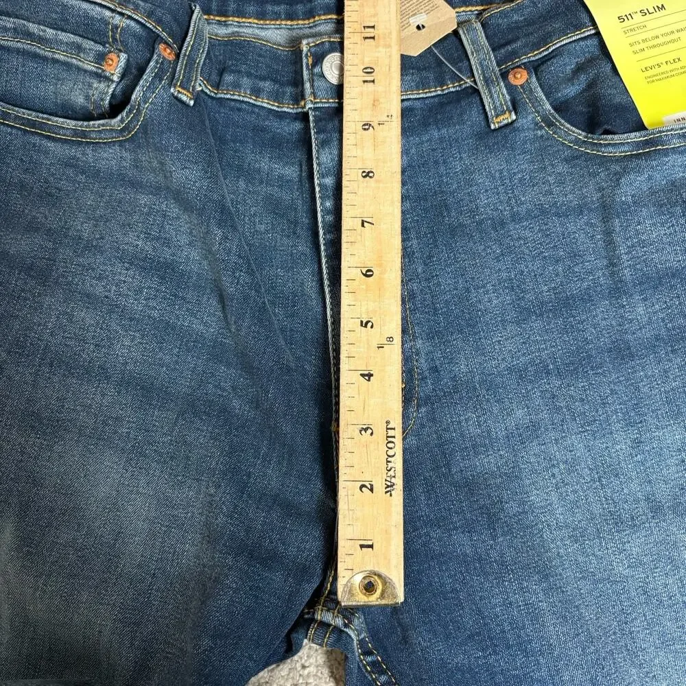 Levi's 511 Denim Slim Fit Men's Jeans Dark Wash Size 36x30 Tailored Stretch